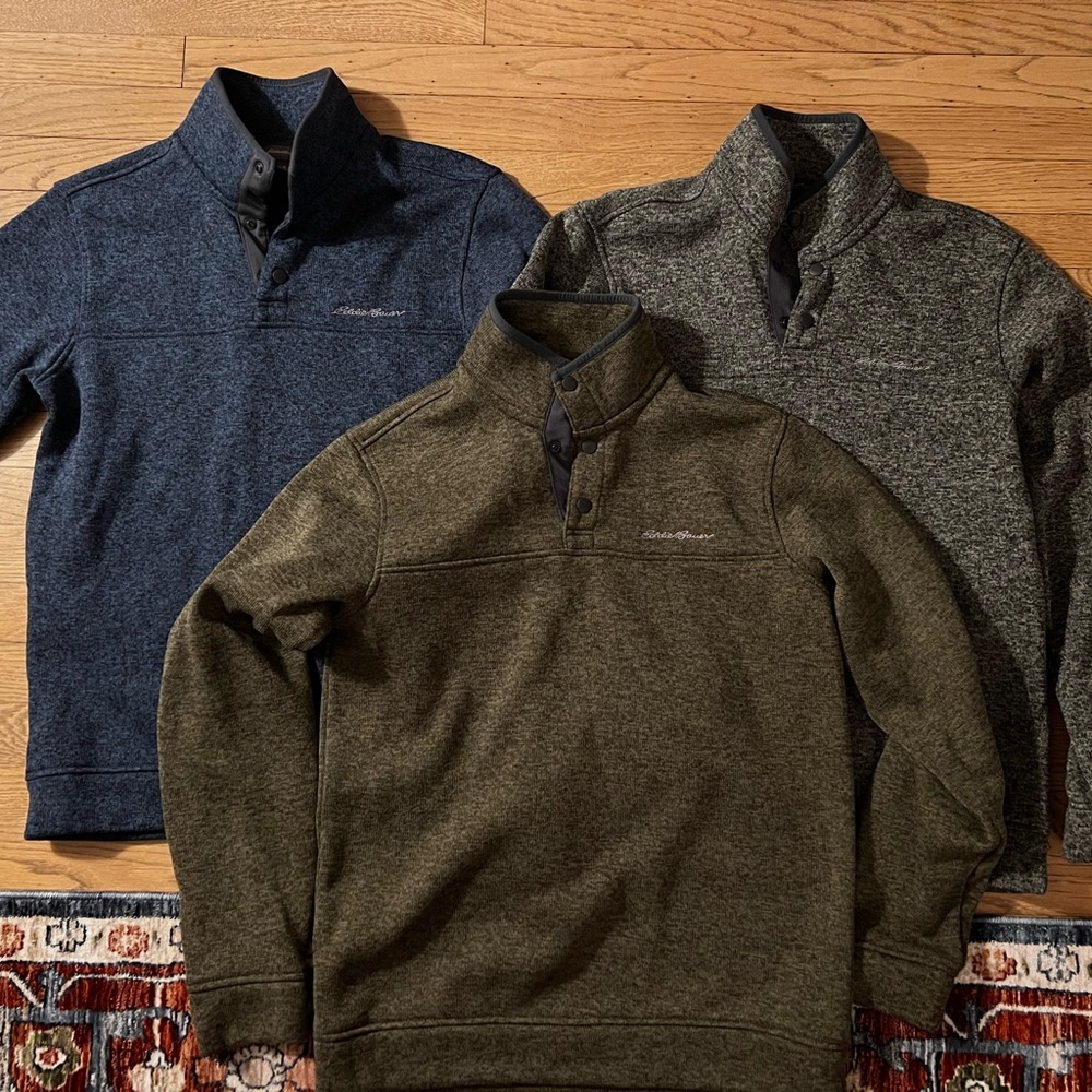 Lot of Three Eddie Bauer pullover sweater fleeces